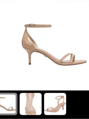 Sam Edelman Patent Nude Ankle-Strap Kitten Heel Sandal